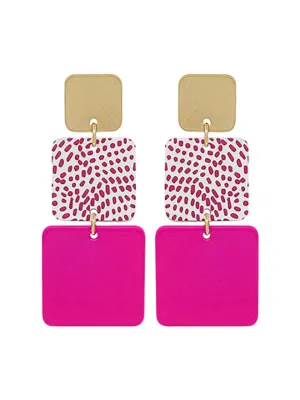 3 Square Color Coated Drop Earrings