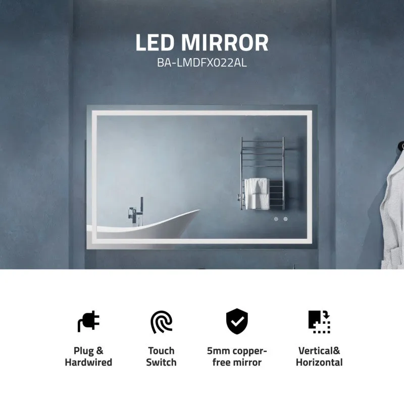 ANZZI 30-in. x 48-in. Frameless LED Front/Back Light Bathroom Mirror w/Defogger