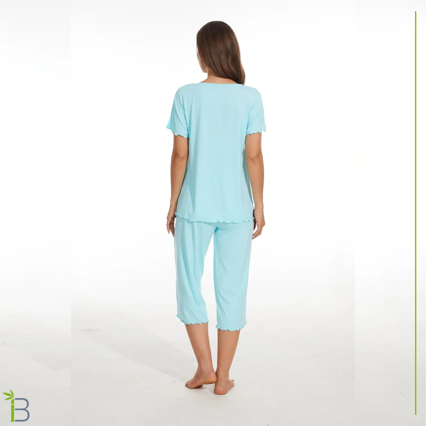 Bamboo Viscose Pajama Set - Short Sleeve Pajama with Capri Bottoms