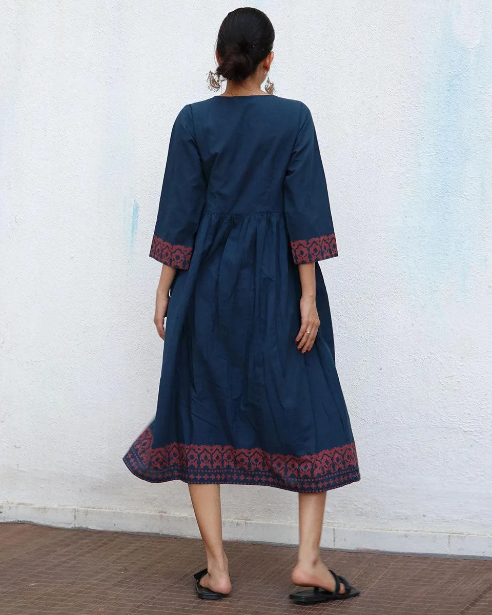 Bella Blockprinted Cotton Dress - NOMAD