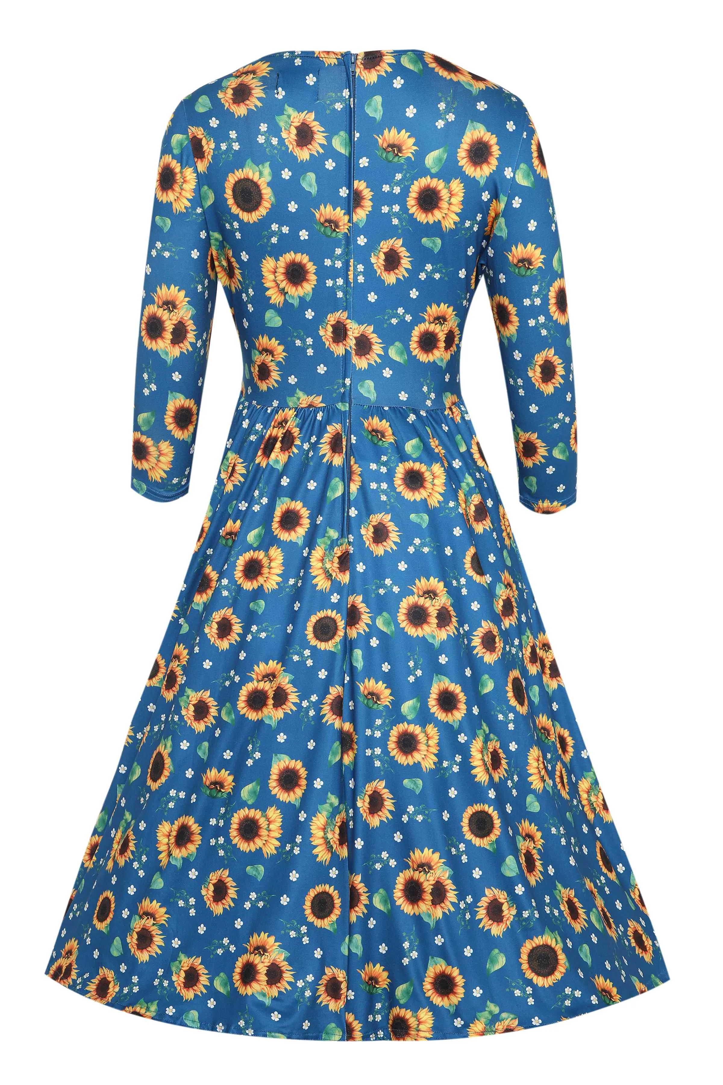 Billie Blue Sunflower Flared Dress