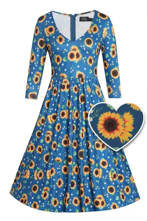 Billie Blue Sunflower Flared Dress