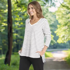 Bonnie Long Sleeve Top Black/white Stripe