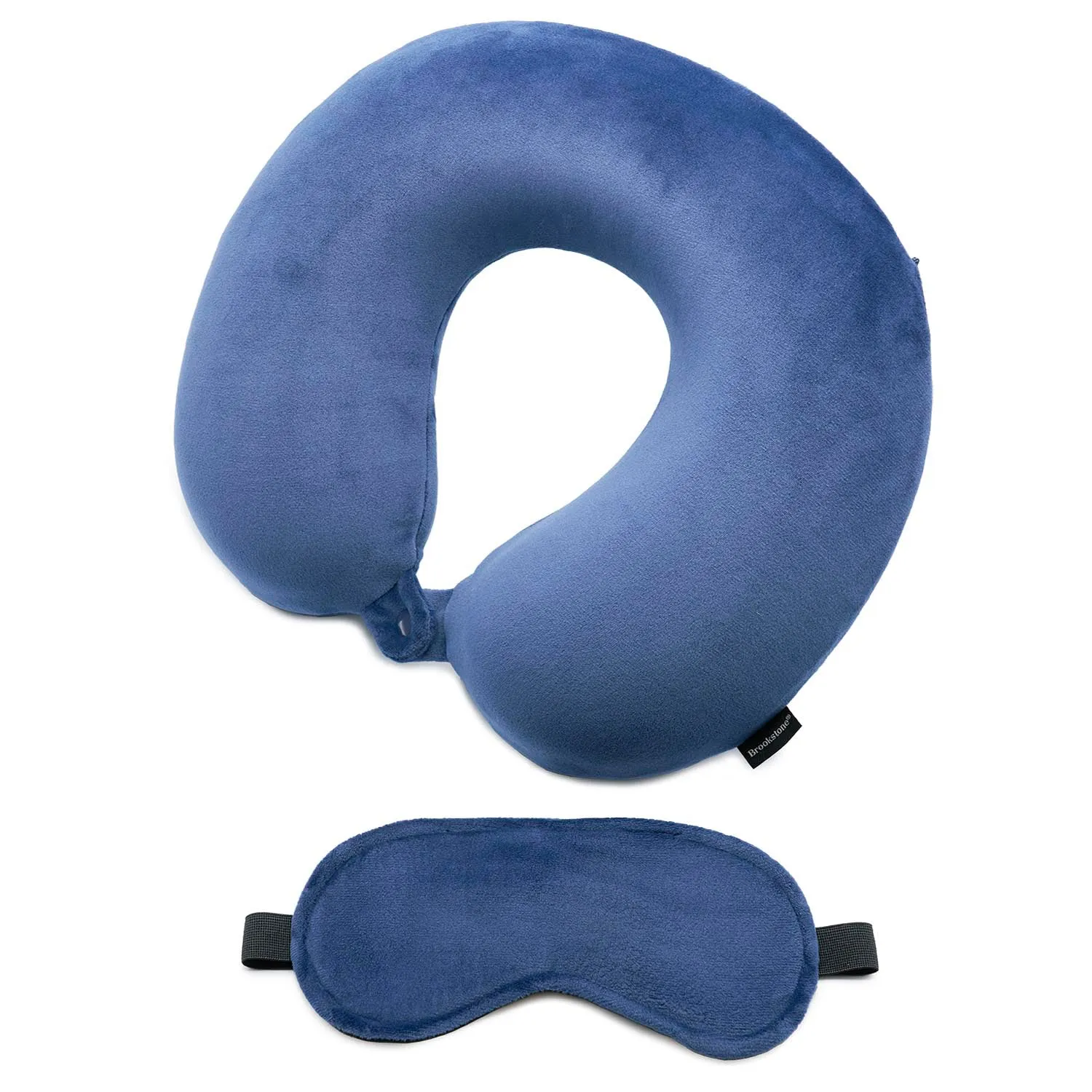 Brookstone Memory Foam Travel Neck Pillow and Eye Mask Set