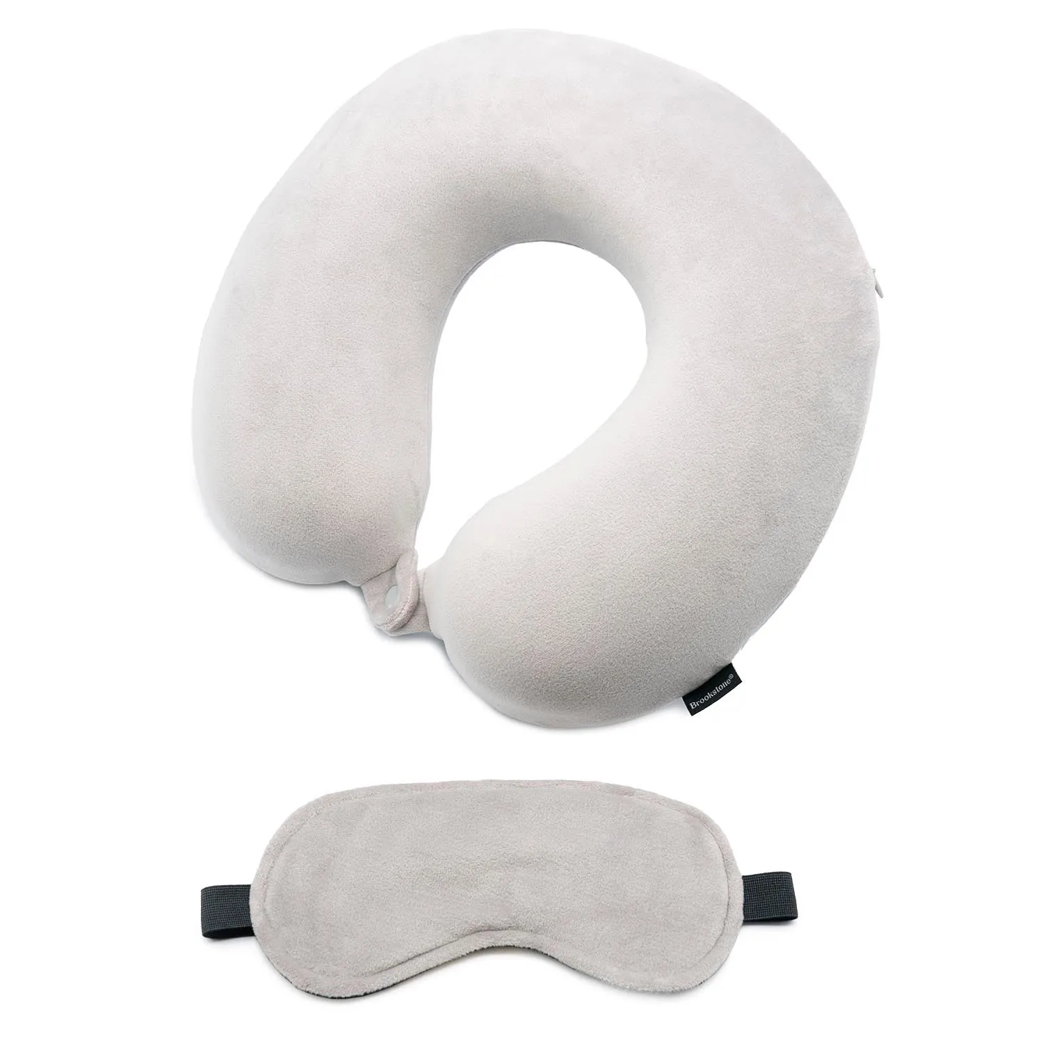 Brookstone Memory Foam Travel Neck Pillow and Eye Mask Set