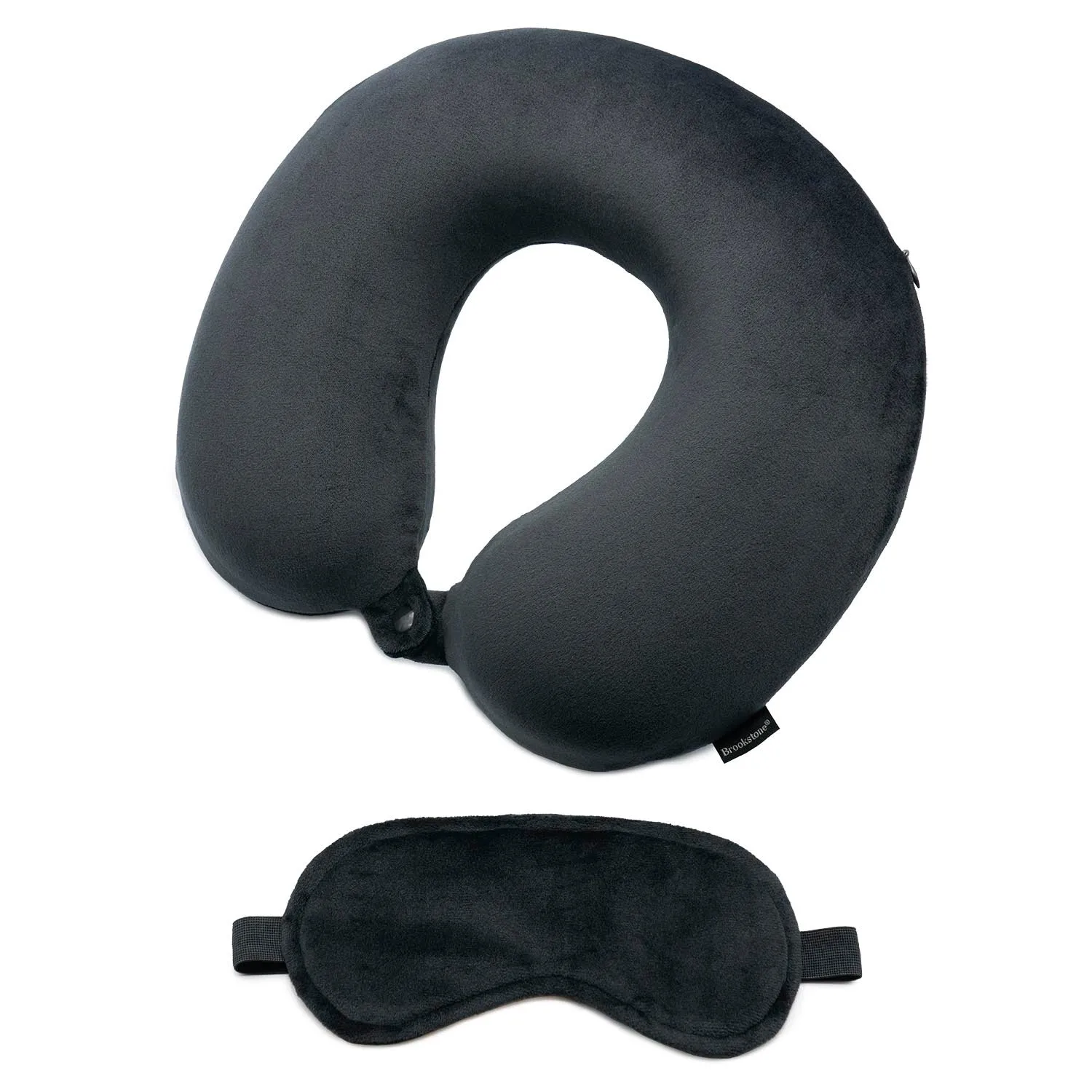 Brookstone Memory Foam Travel Neck Pillow and Eye Mask Set