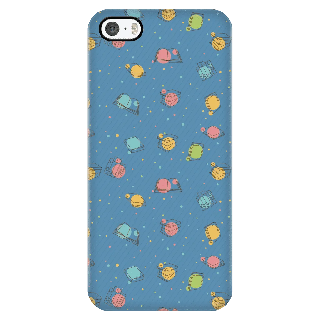 Colorful Bookish Pattern Phone Case blue