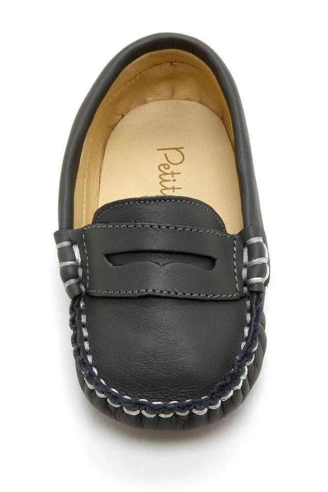 Dark Gray Stitched Pennyloafers