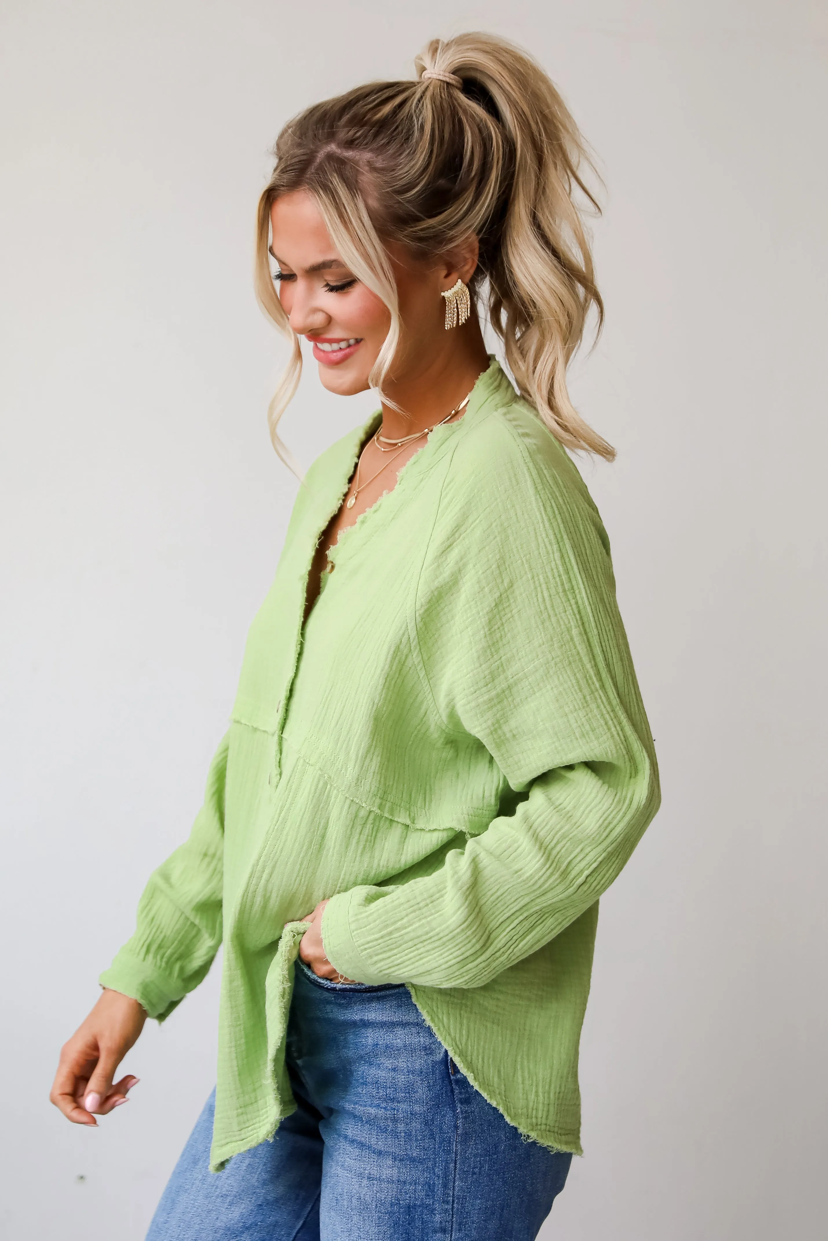 FINAL SALE - Relaxed Chic Lime Linen Blouse