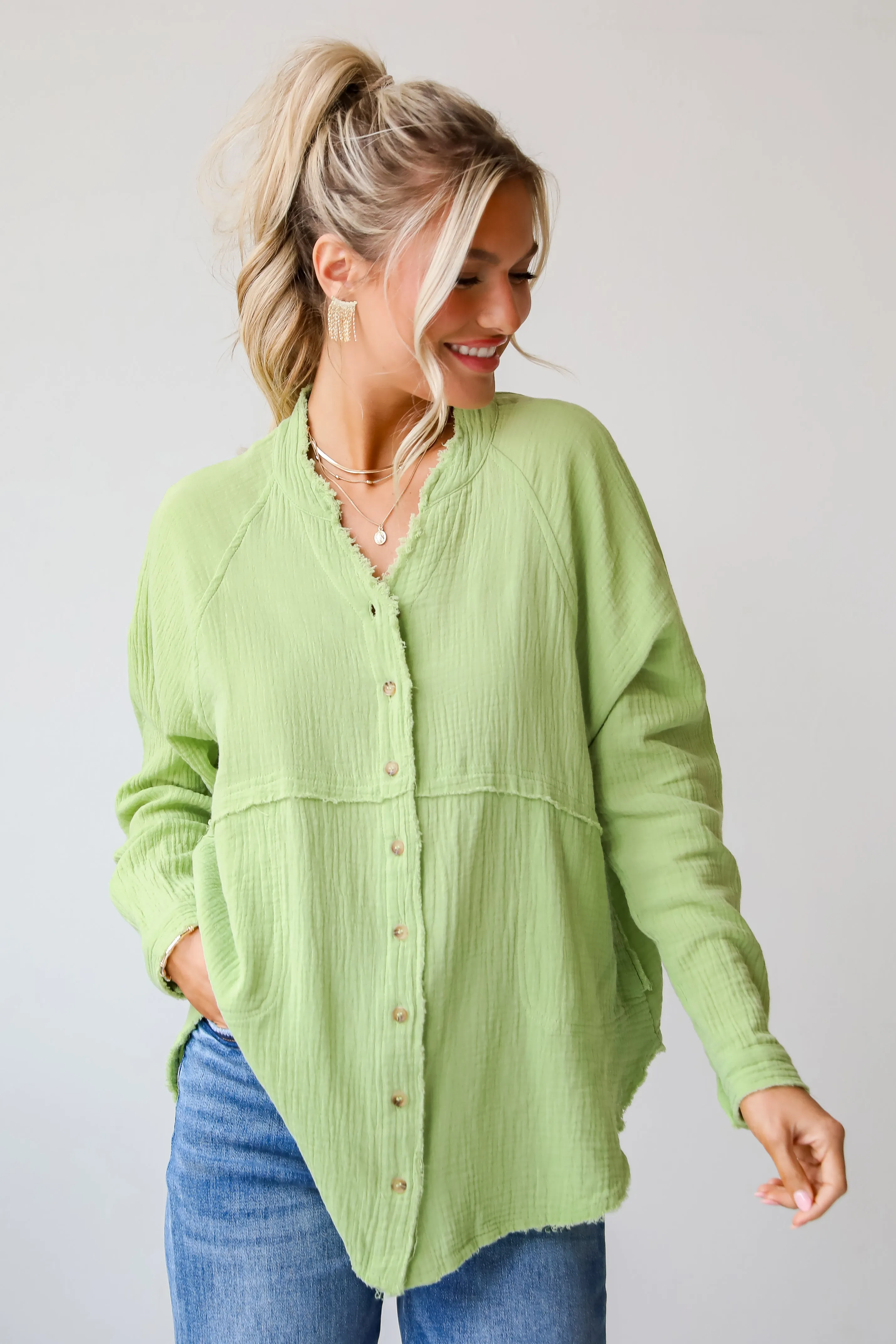 FINAL SALE - Relaxed Chic Lime Linen Blouse