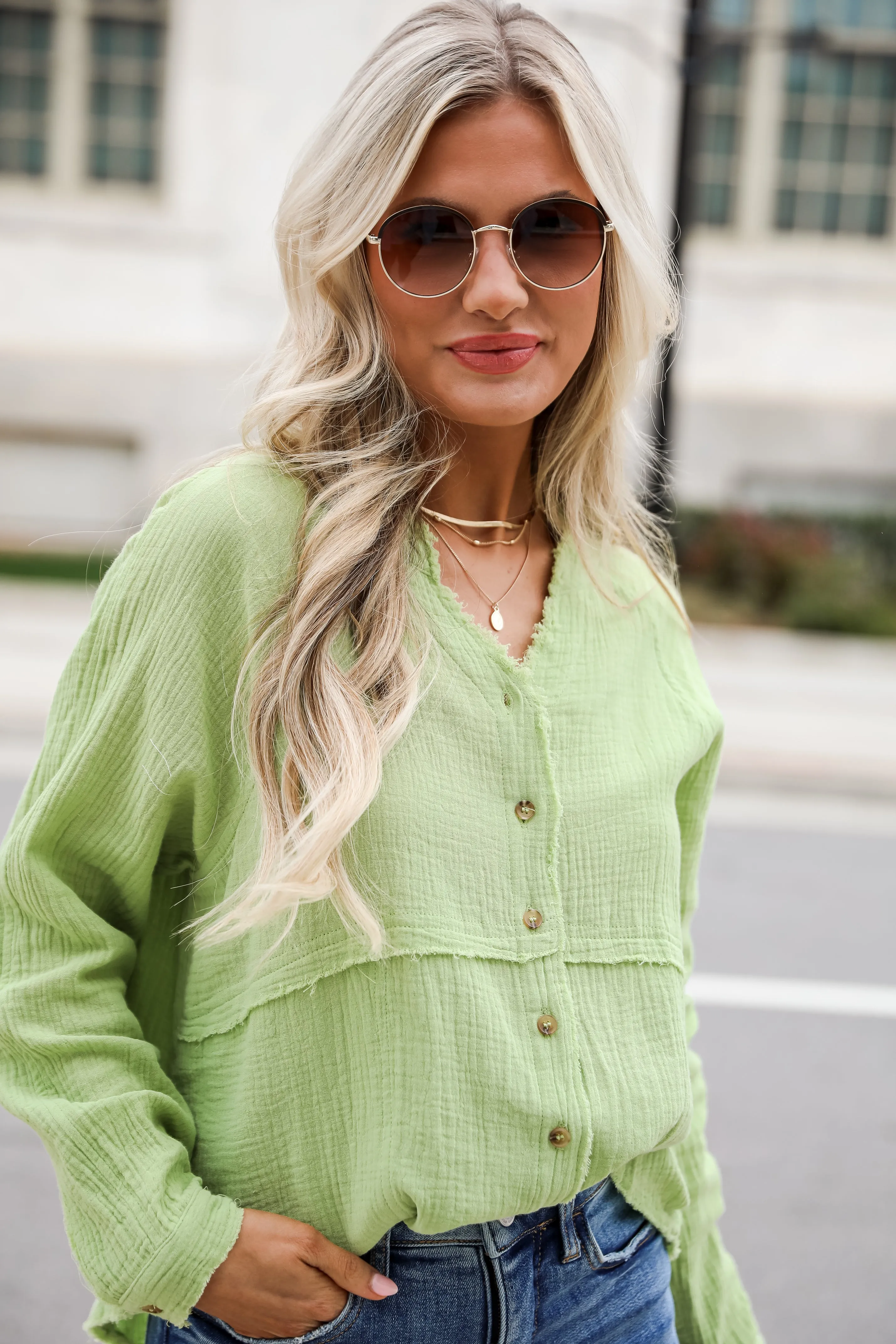 FINAL SALE - Relaxed Chic Lime Linen Blouse