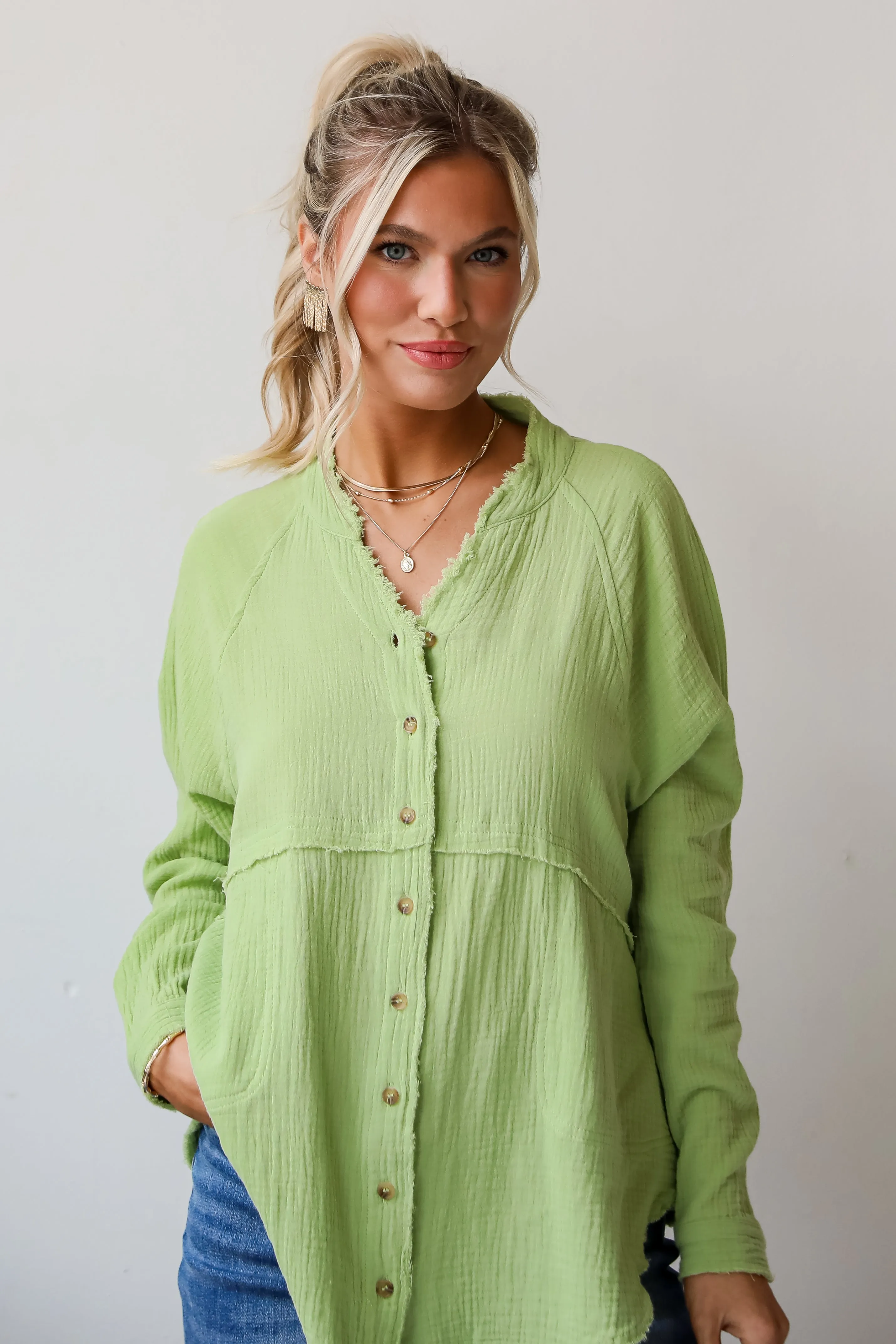 FINAL SALE - Relaxed Chic Lime Linen Blouse