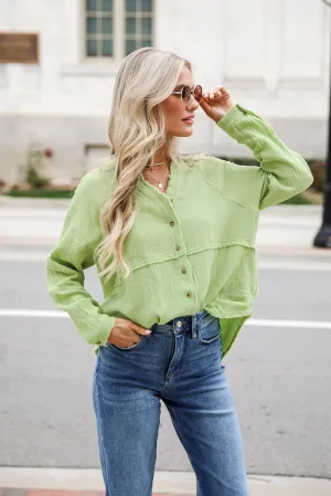 FINAL SALE - Relaxed Chic Lime Linen Blouse