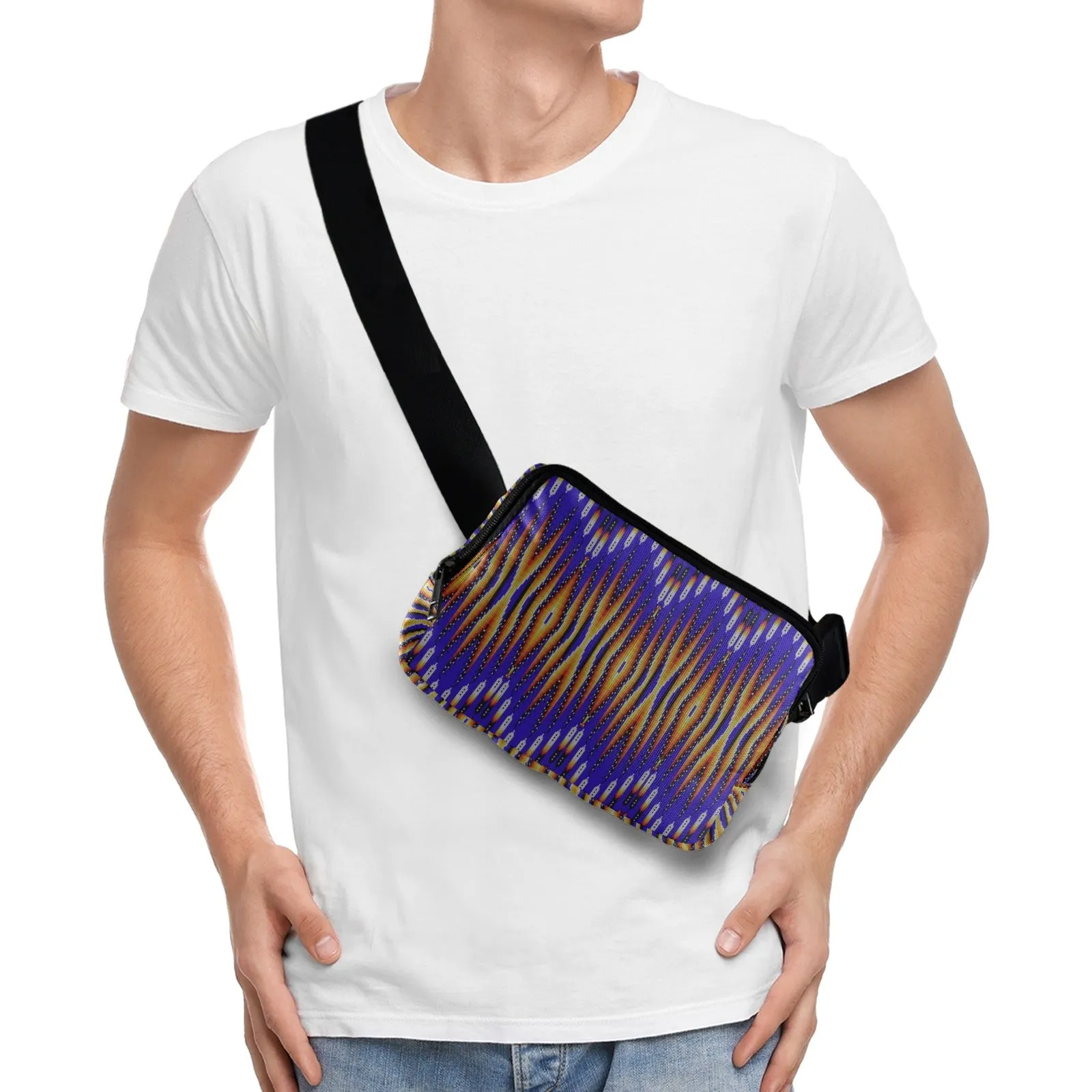 Fire Feather Blue Belt Bag