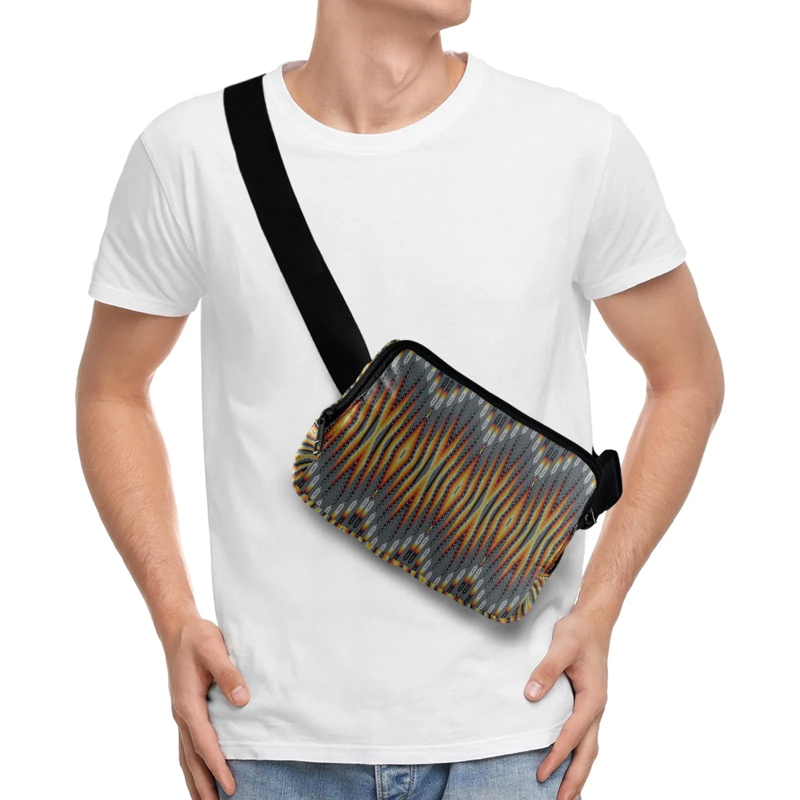 Fire Feather Grey Belt Bag