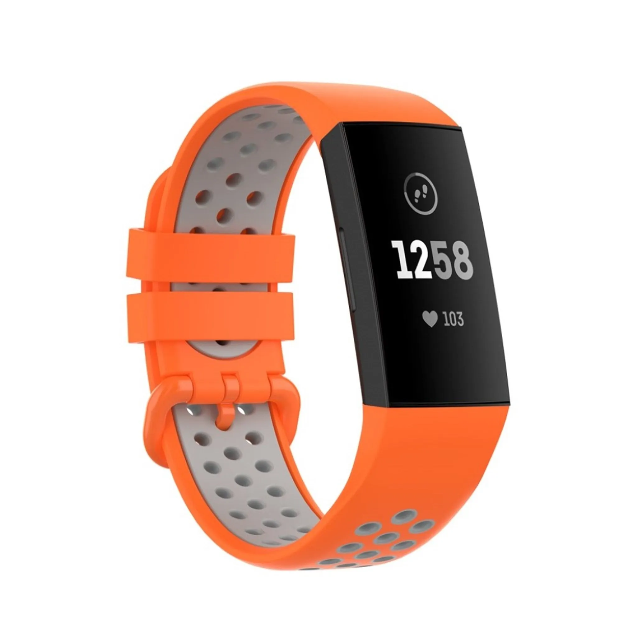 Fitbit Charge 3 / 4 bi-color silicone watch band - Orange / Grey