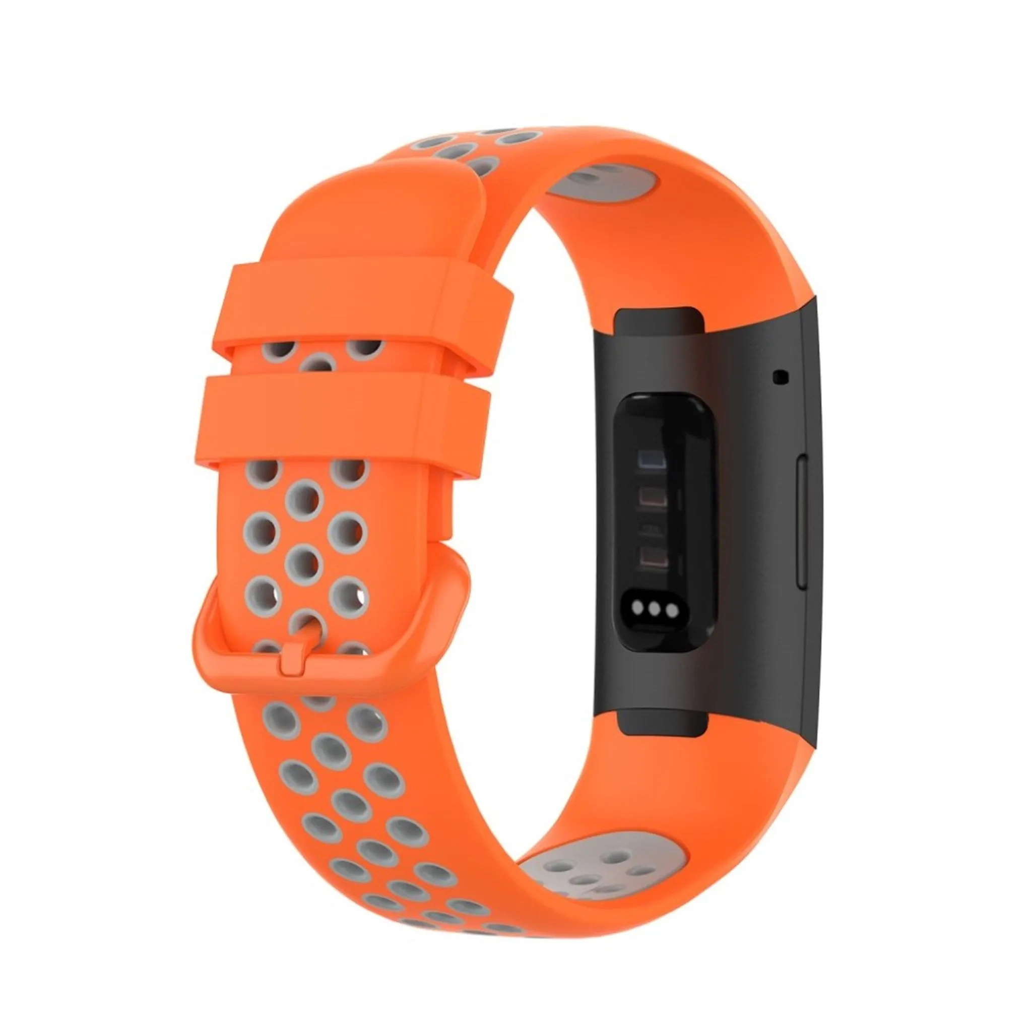 Fitbit Charge 3 / 4 bi-color silicone watch band - Orange / Grey