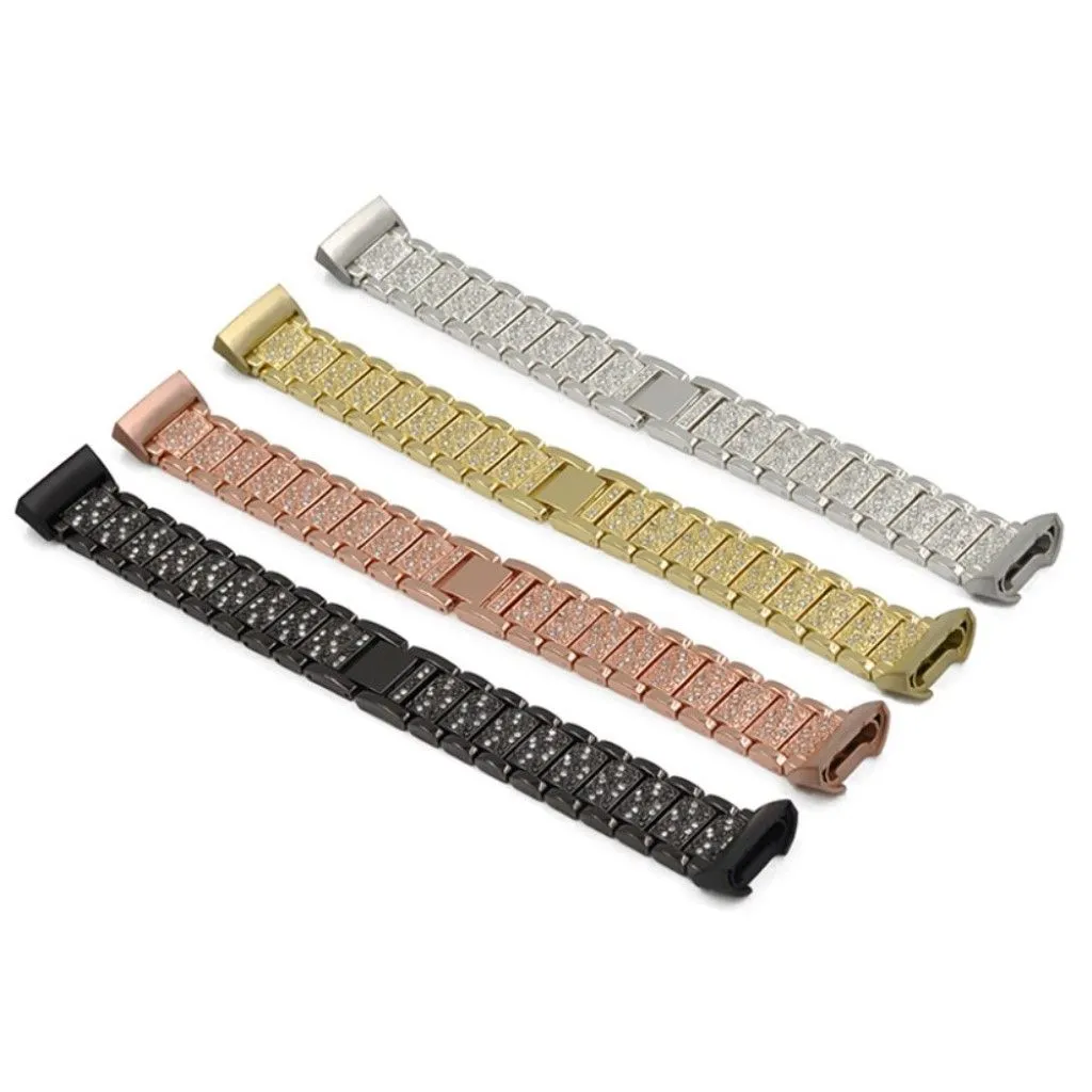 Fitbit Charge 4 / 3 rhinestone stainless steel watch strap - Gold