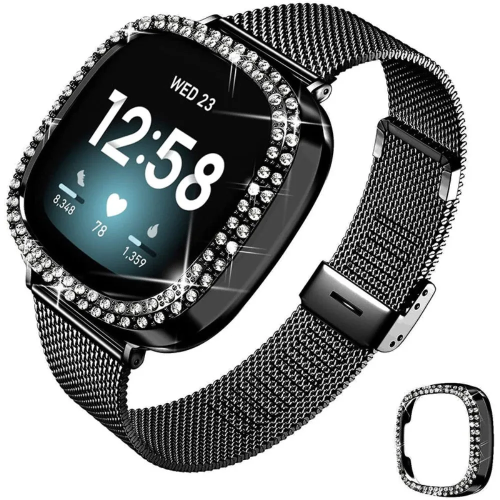 Fitbit Sense / Versa 3 milanese stainless steel watch strap - Black