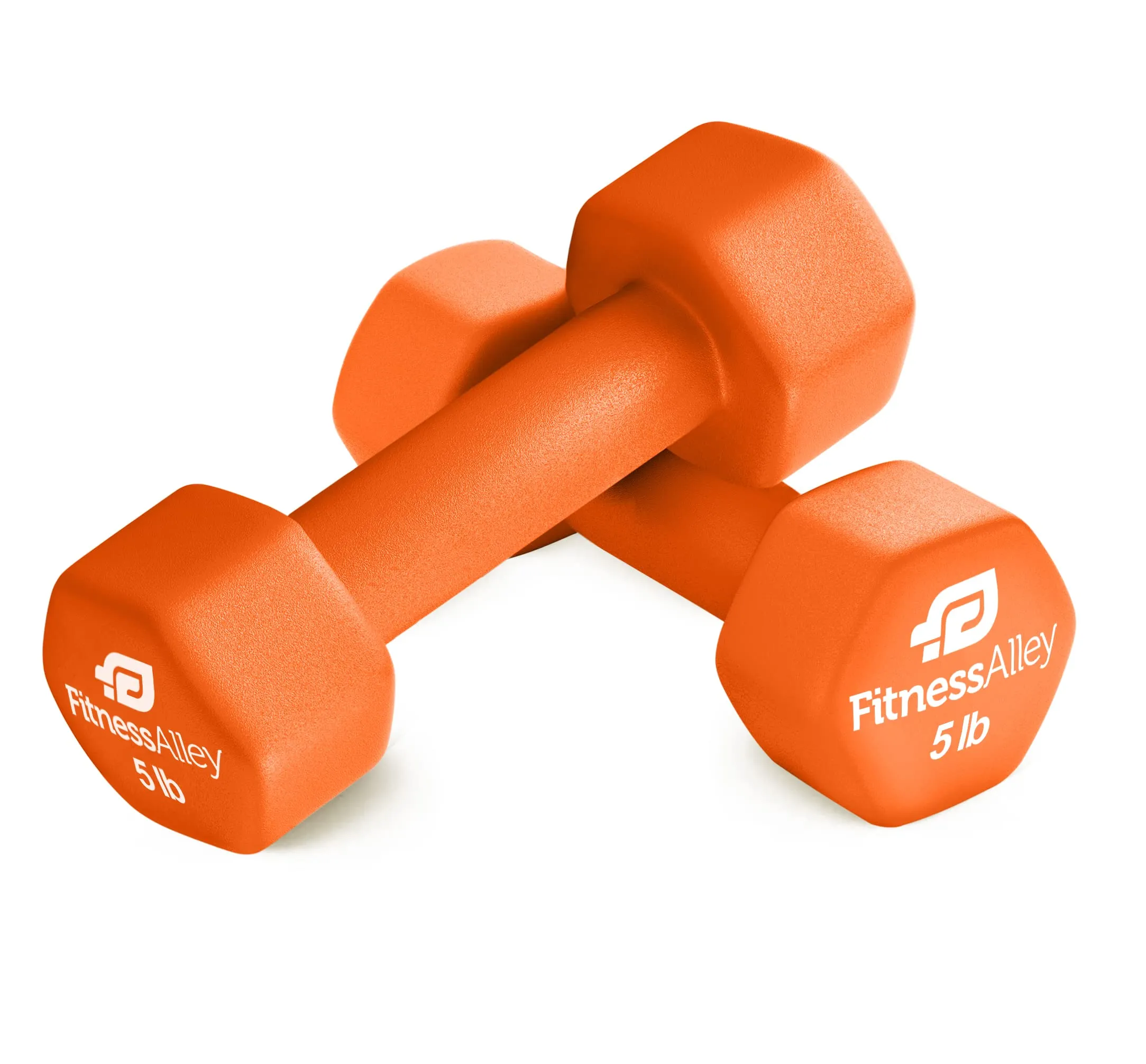 Fitness Alley Neoprene Coated 5lb Hex Dumbbells Orange Pair