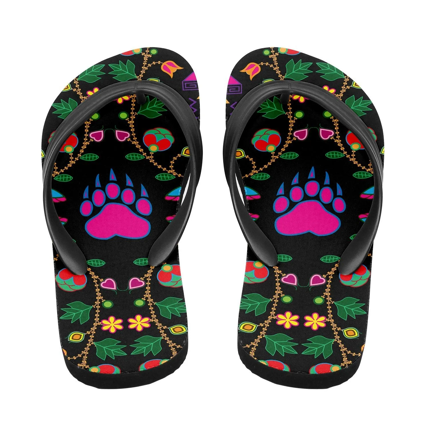 Geometric Floral Fall Flip Flops