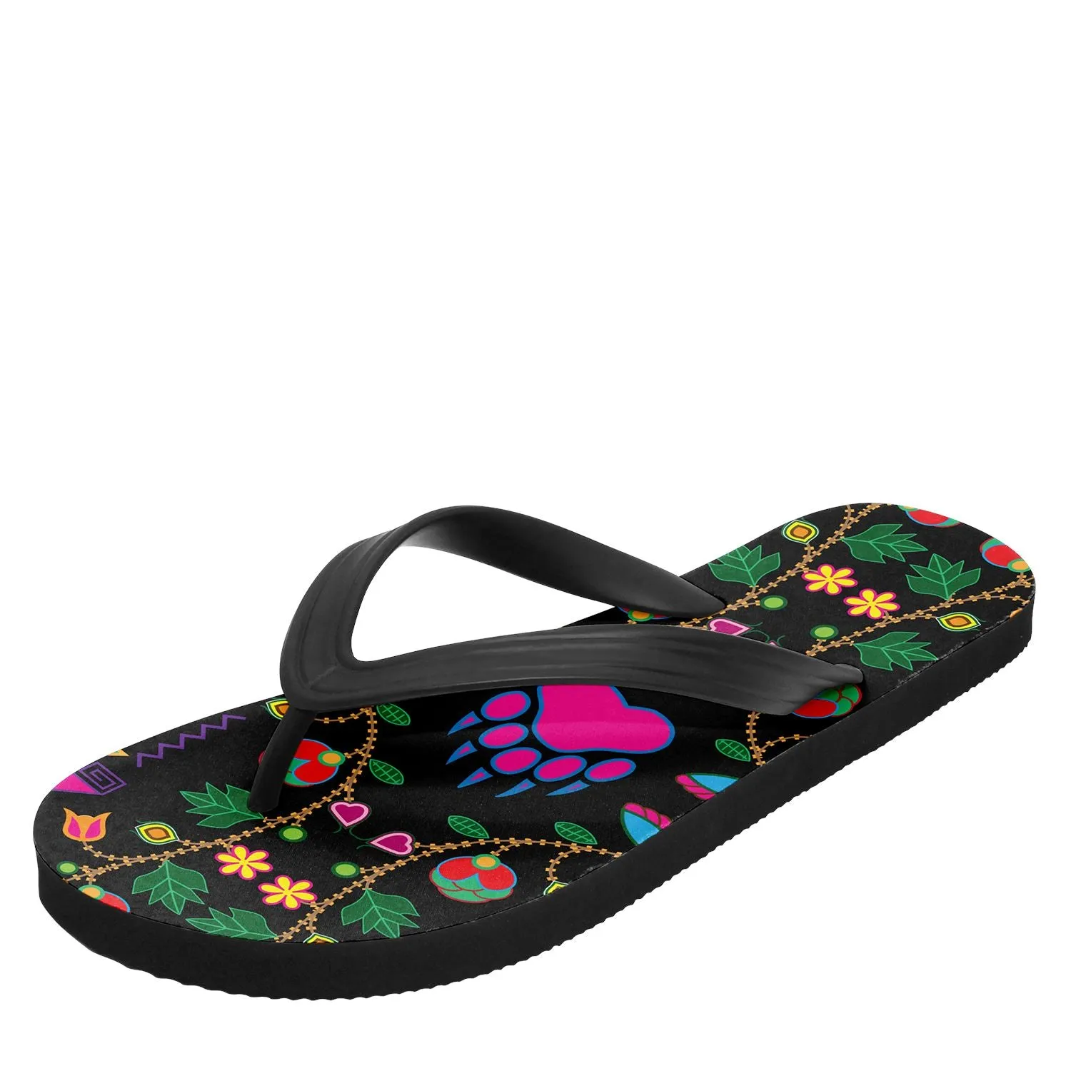 Geometric Floral Fall Flip Flops