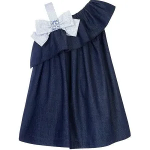 Girls Navy Bow Shoulder Dress