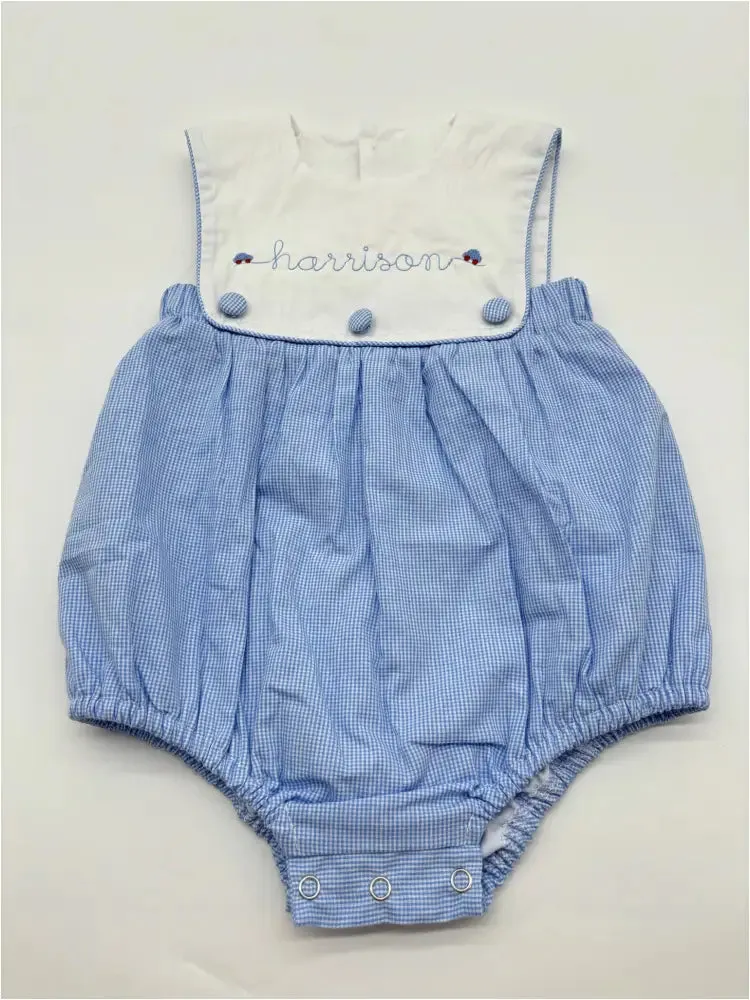 Hampton Blue Button Gingham Sunsuit