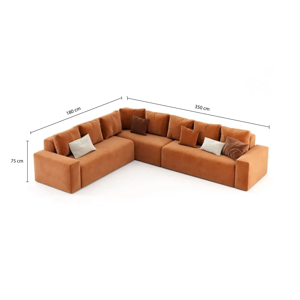 Harmony Haven 4 Seater Sofa in Luxurious Brown Velvet – L350cm x W180cm x H75cm Stylish, Comfortable, and Durable Sofa for Elegant Living Spaces