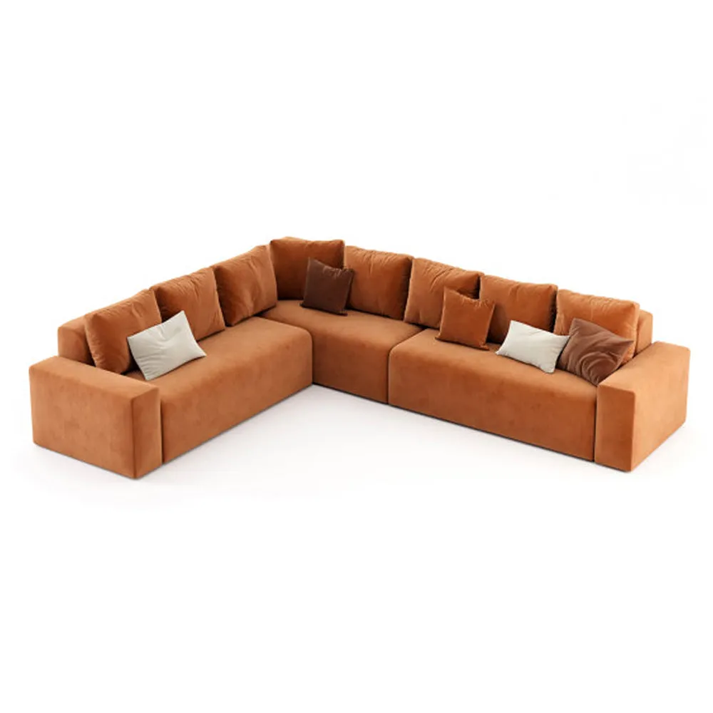 Harmony Haven 4 Seater Sofa in Luxurious Brown Velvet – L350cm x W180cm x H75cm Stylish, Comfortable, and Durable Sofa for Elegant Living Spaces