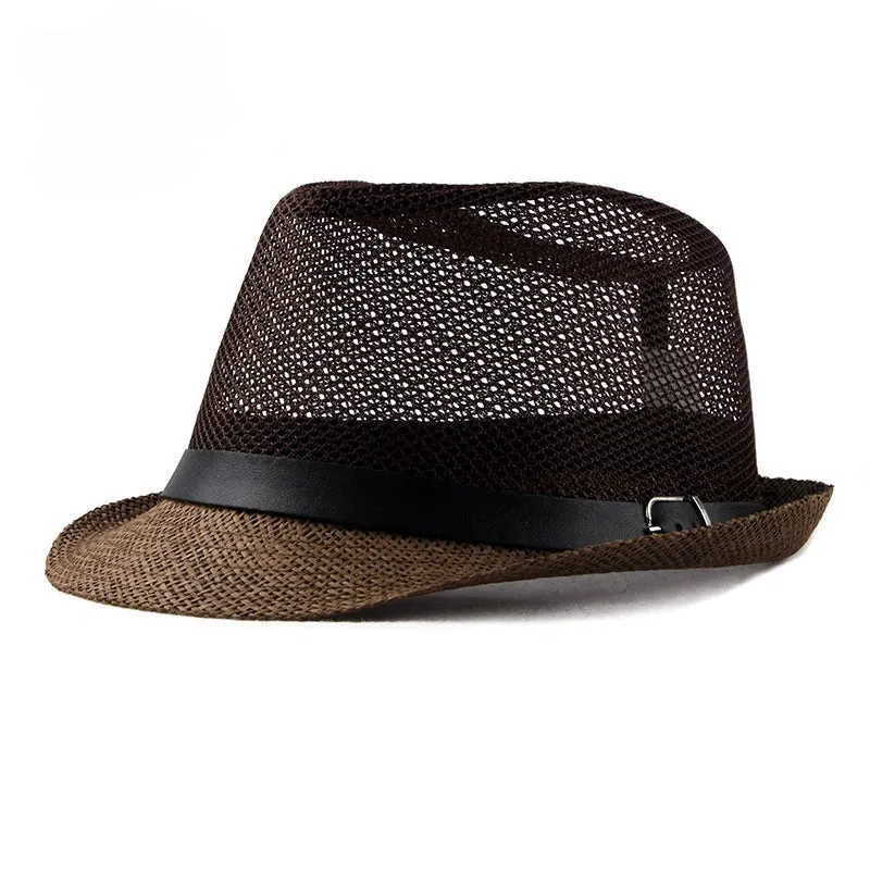 Hollow breathable Straw Trilby Hat