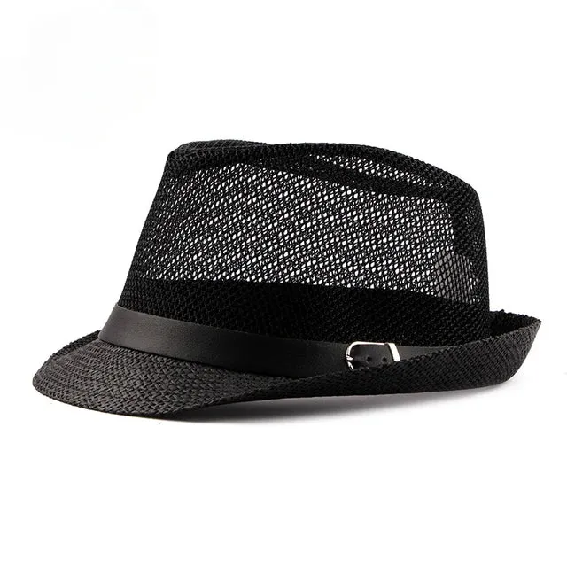 Hollow breathable Straw Trilby Hat