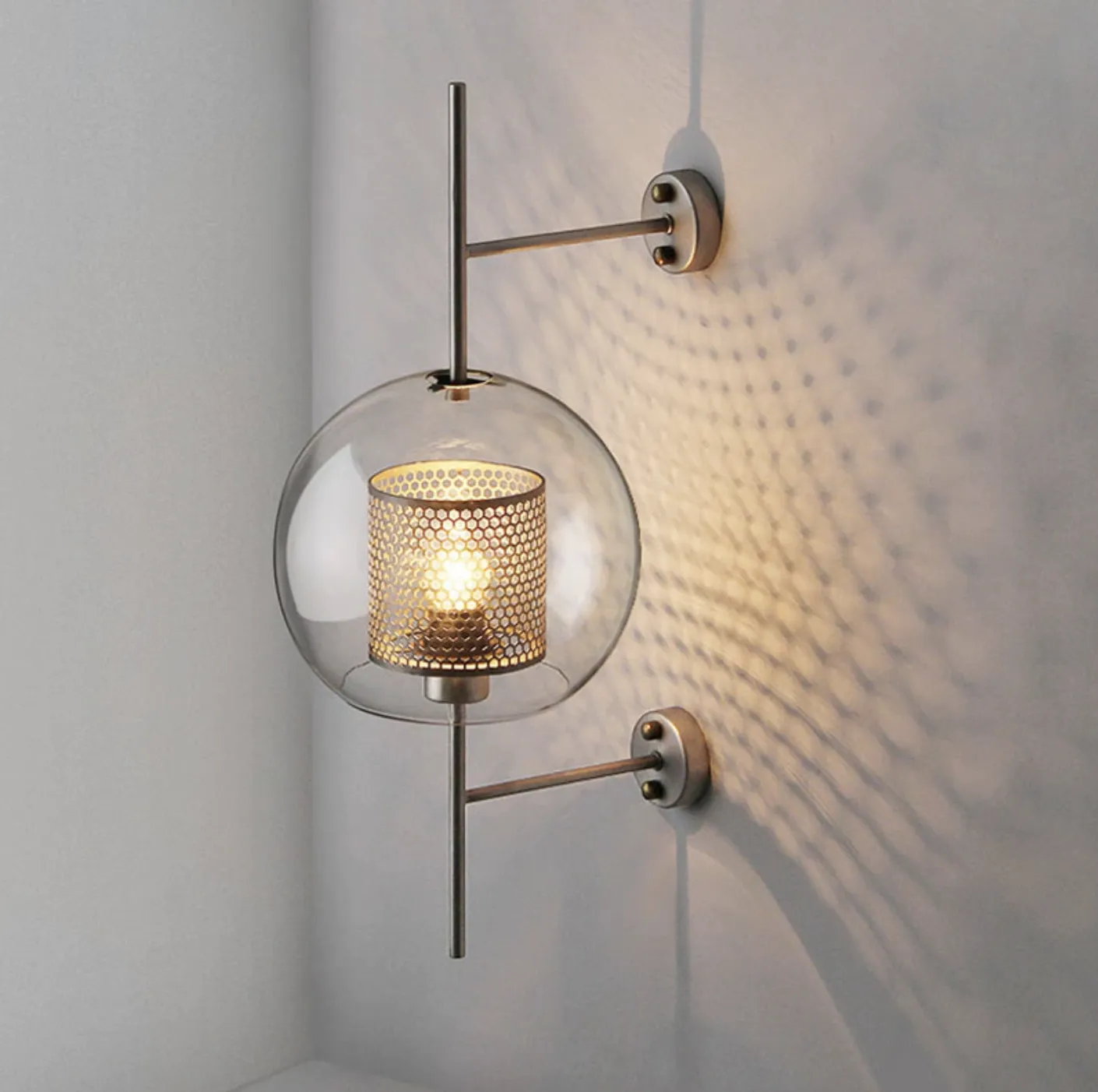 Honeycomb Glass & Metal Sconce Light - Final Sale