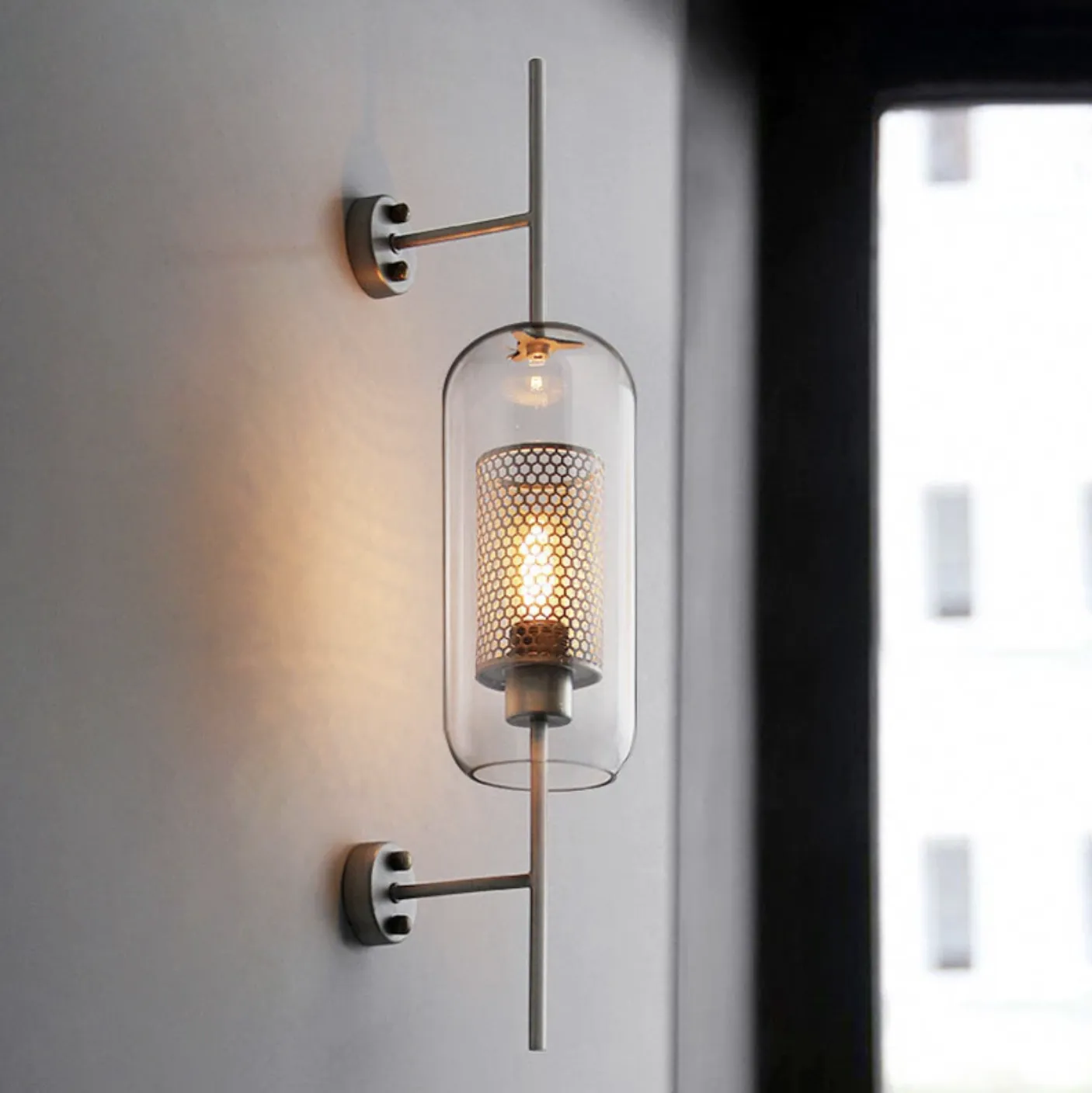 Honeycomb Glass & Metal Sconce Light - Final Sale