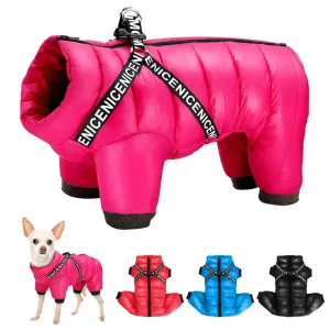 Hooded Winter Dog Jacket: Stylish Waterproof Harness for Small to Medium Breeds