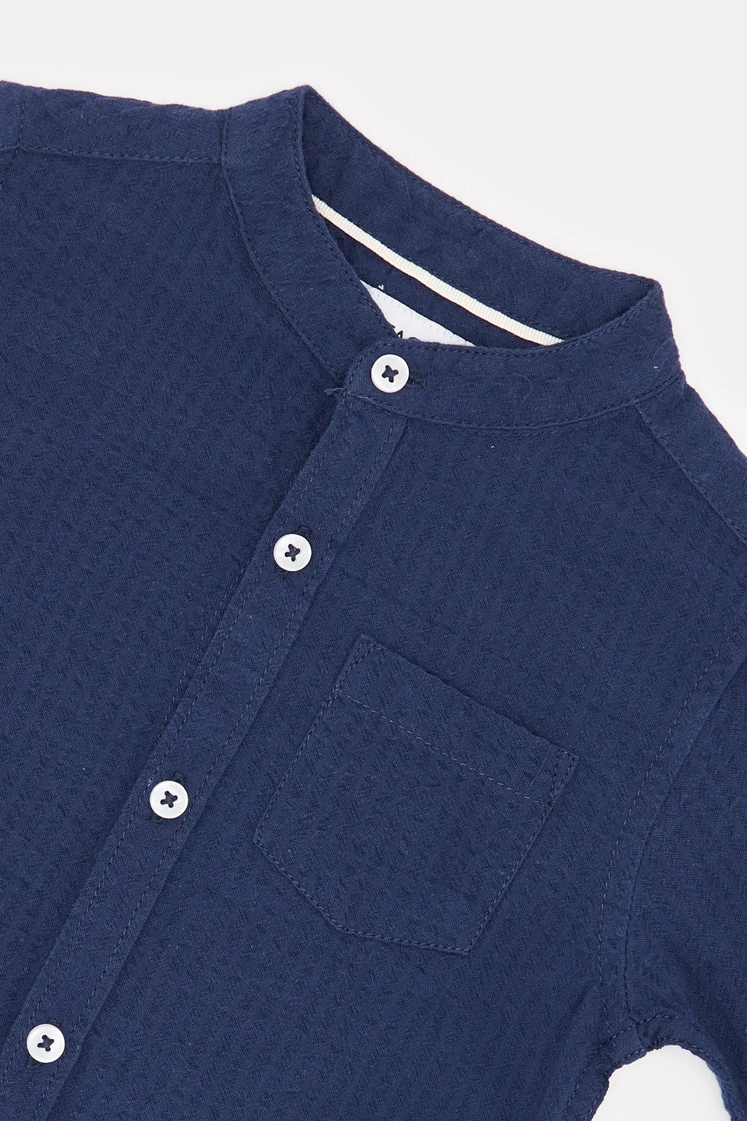 Infant Boys Navy Seersucker Shirt