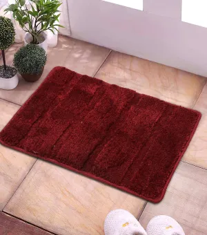 Kuber Industries Door Mat | Velvet Patta Pattern Door Mat | Super Absorbent Floor Mat | Bath Mat for Indoor & Outdoor | Door Mats for Entryway | Maroon