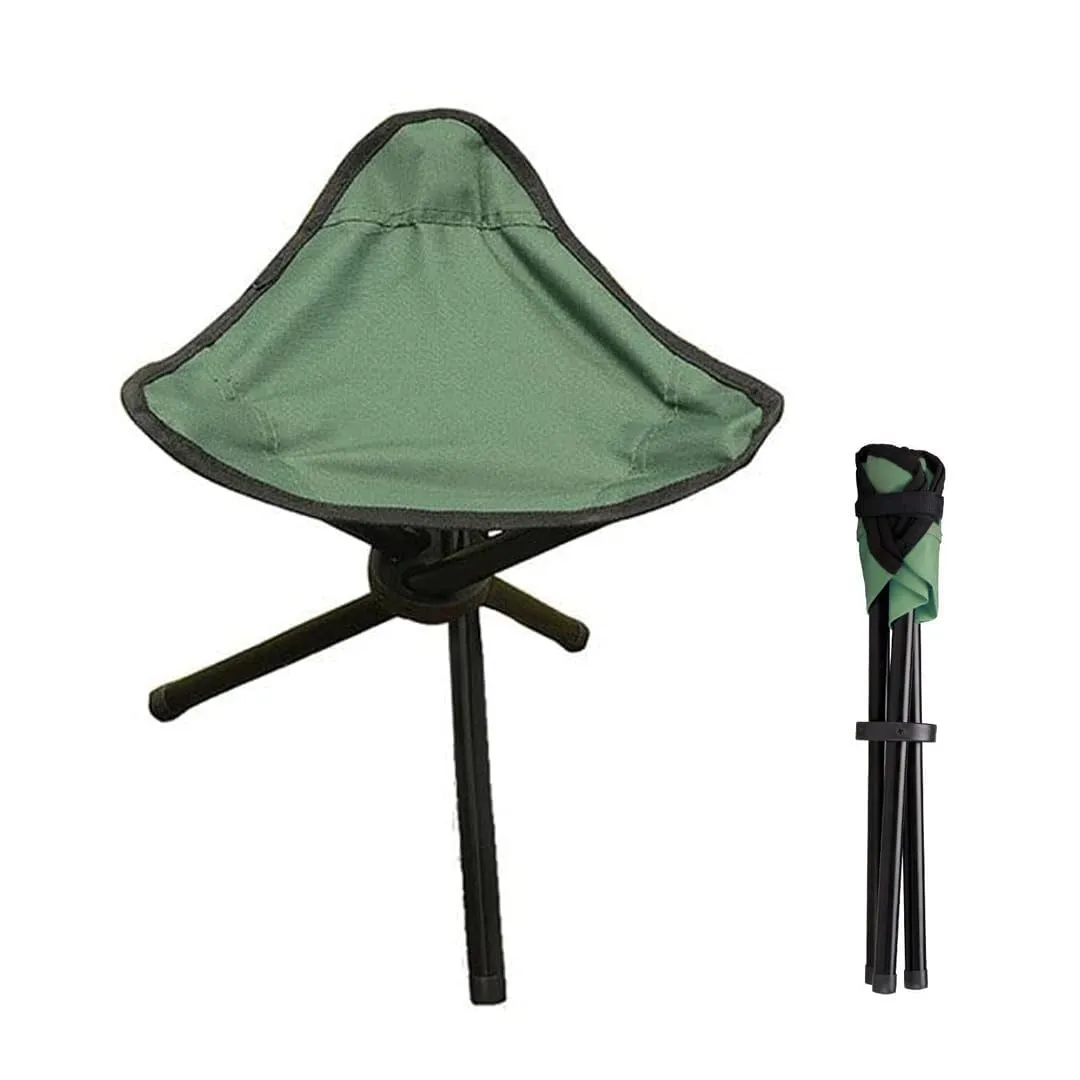 Kuber Industries Set of 8 Portable Stools for Travelling | Foldable Outdoor Sitting Chair | Tripod 3 Leg Chair for Camping, Picnic, Hiking | Blue(4) & Green(4)