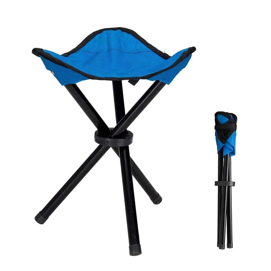 Kuber Industries Set of 8 Portable Stools for Travelling | Foldable Outdoor Sitting Chair | Tripod 3 Leg Chair for Camping, Picnic, Hiking | Blue(4) & Green(4)