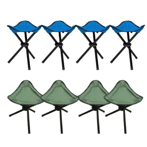 Kuber Industries Set of 8 Portable Stools for Travelling | Foldable Outdoor Sitting Chair | Tripod 3 Leg Chair for Camping, Picnic, Hiking | Blue(4) & Green(4)