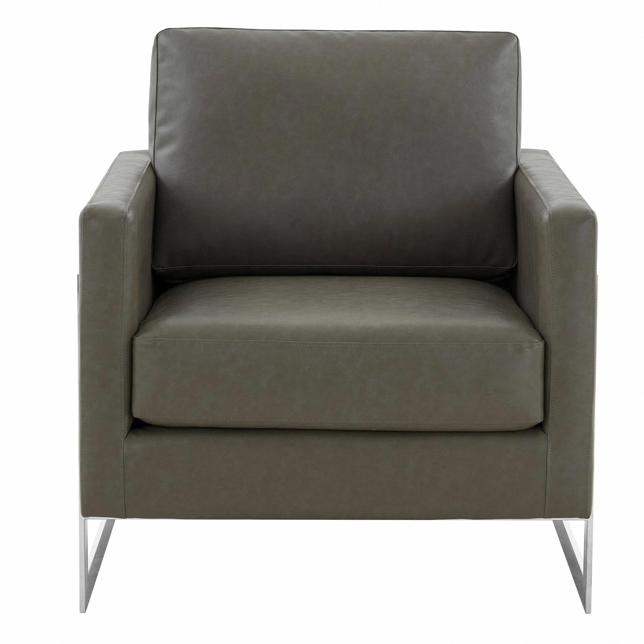 Lincoln Leather Accent Armchair Chair Sofa with Chromed Stainless Steel Frame