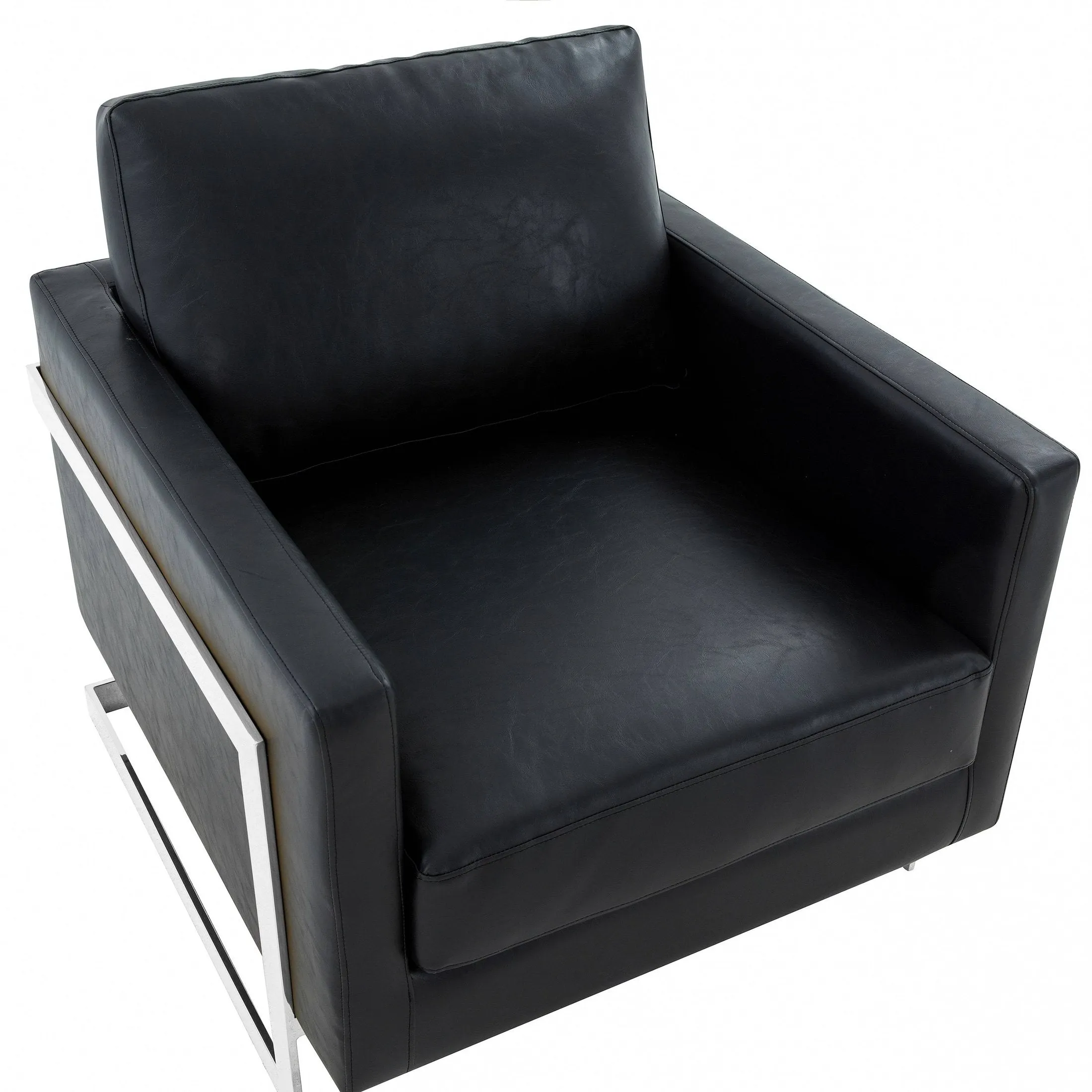 Lincoln Leather Accent Armchair Chair Sofa with Chromed Stainless Steel Frame