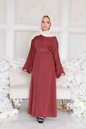 Mariah Essential Open Abaya- Burnt Sienna