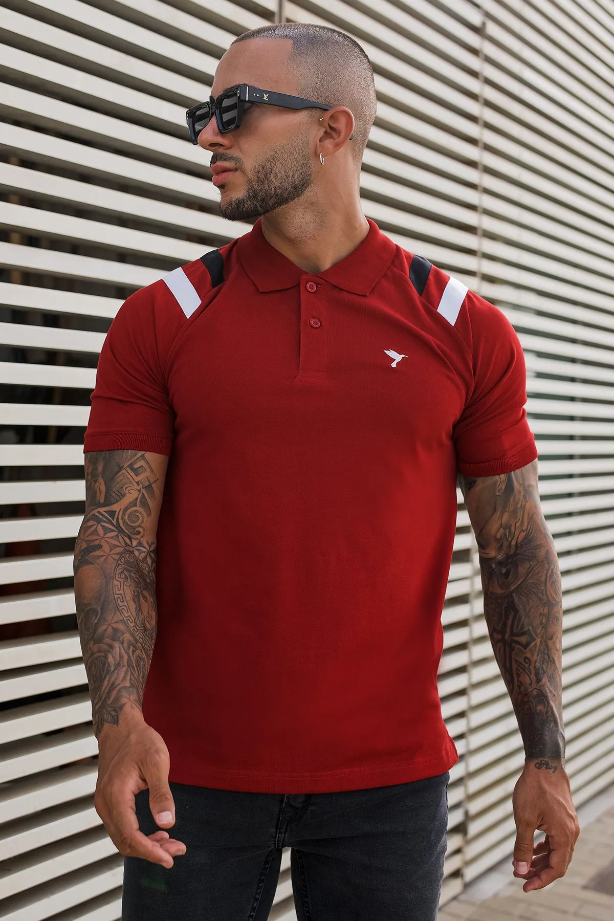 Maroon Cut & Sew Raglan Polo Shirt - S23 - MP0232R