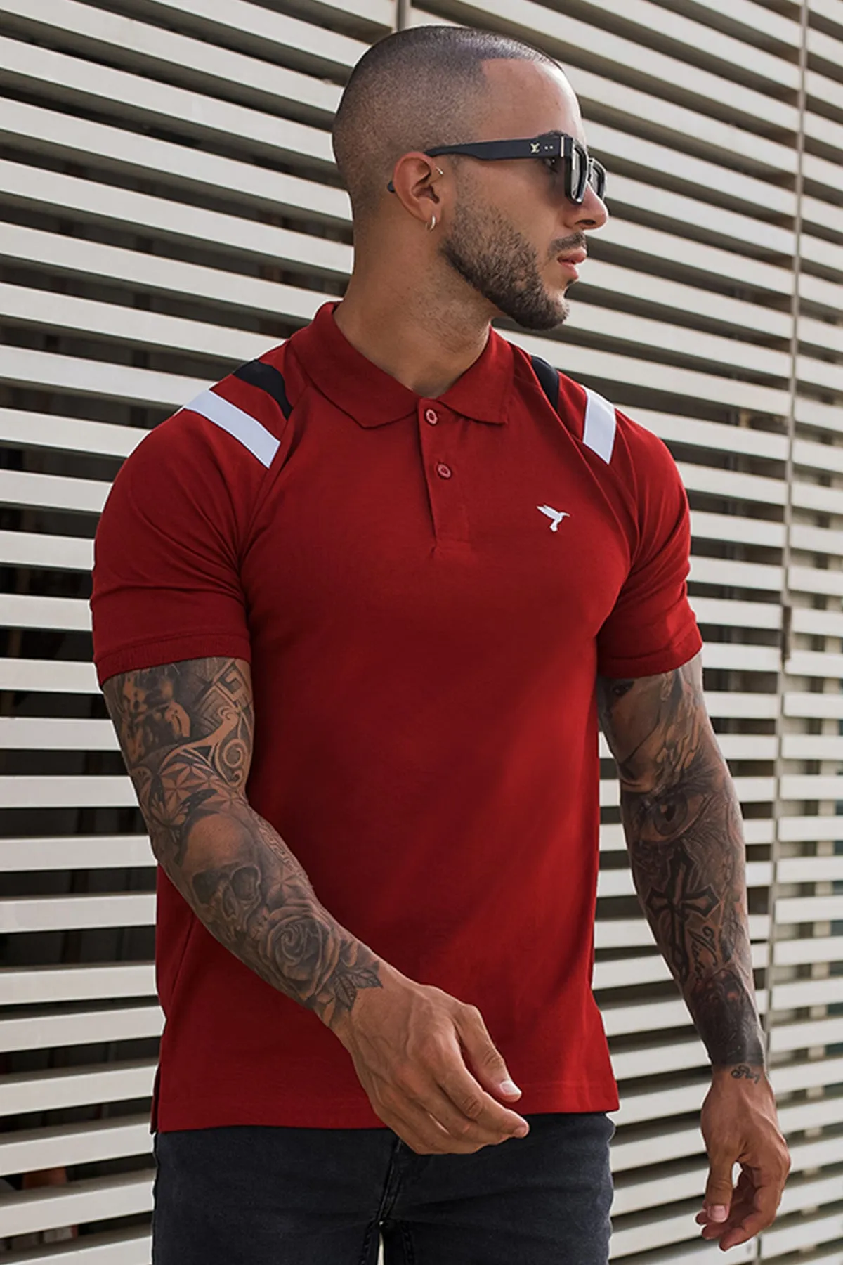 Maroon Cut & Sew Raglan Polo Shirt - S23 - MP0232R