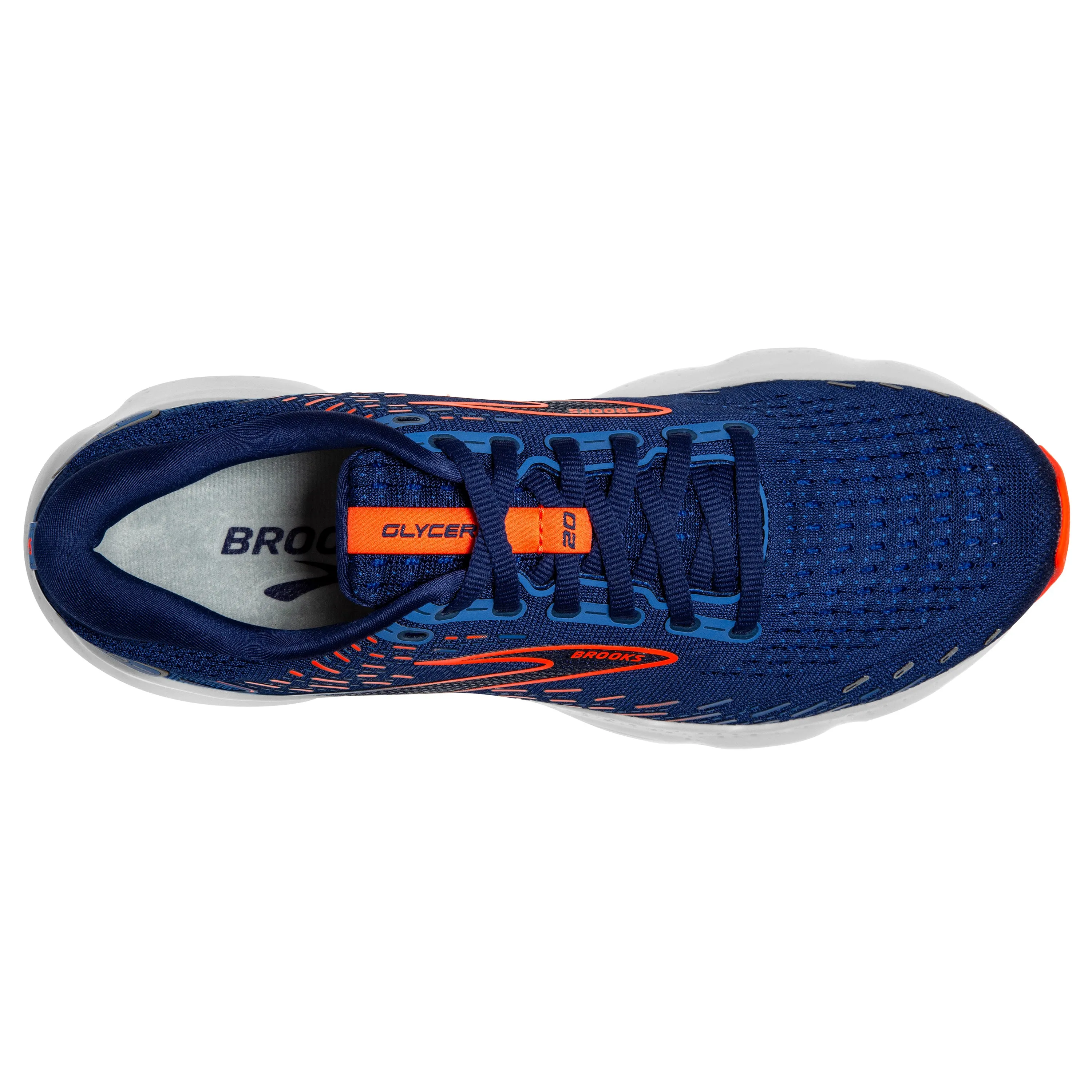 Men's Brooks Glycerin 20 Color:  Blue Depths/Palace Blue/Orange (WIDE WIDTH)