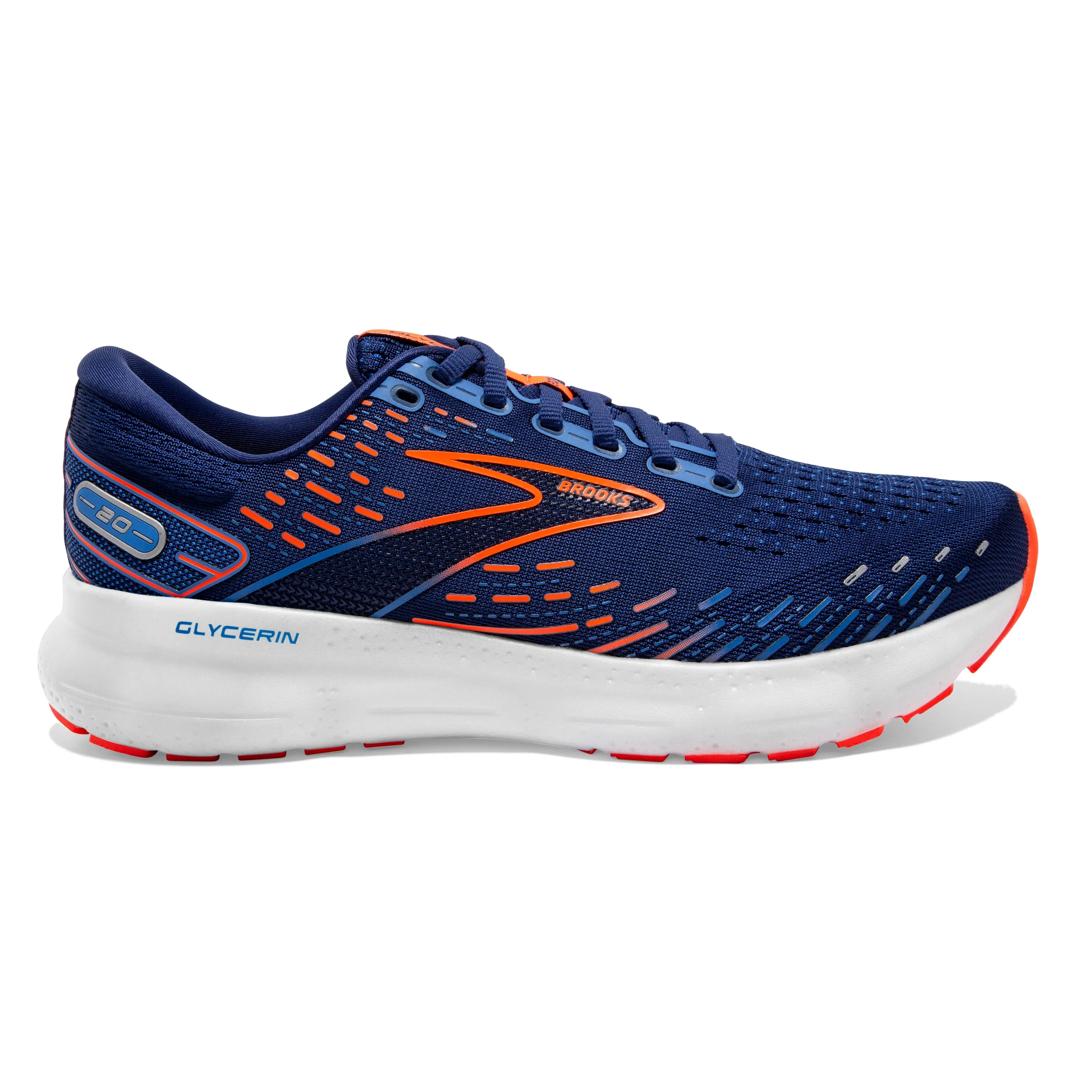 Men's Brooks Glycerin 20 Color:  Blue Depths/Palace Blue/Orange (WIDE WIDTH)