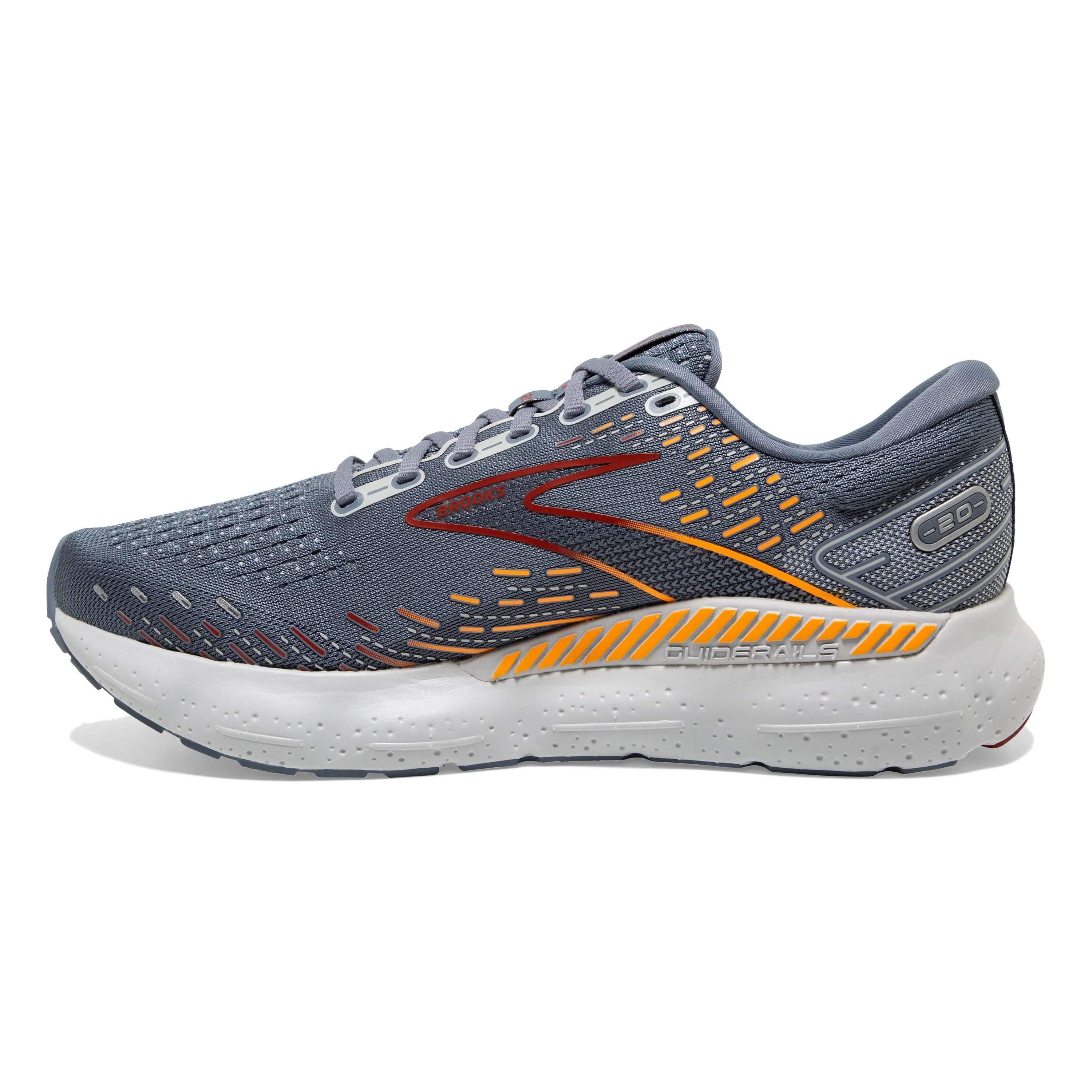 Men's Brooks Glycerin GTS 20 Color: Grey/Chili Oil/Orange