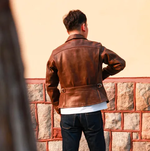 Men's Brown Stylish Classic Rider Jacket in Genuine Cowhide Leather