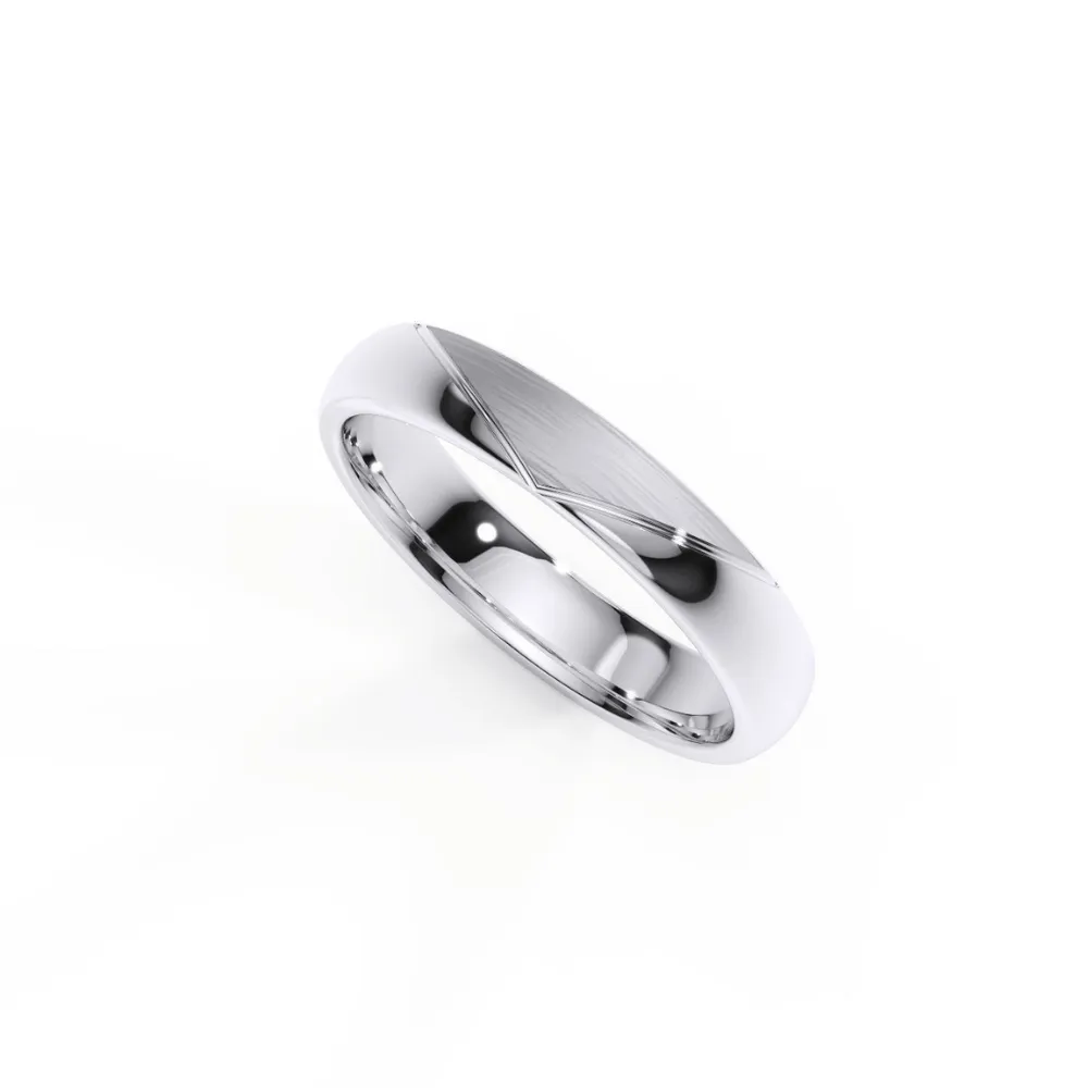 Men's Modern White Gold Wedding Band with Unique Geometric Design